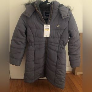 Brand new with tags kids Calvin Klein gray coat size M (8 to 10)